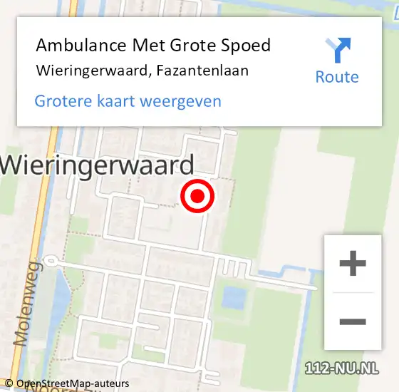 Locatie op kaart van de 112 melding: Ambulance Met Grote Spoed Naar Wieringerwaard, Fazantenlaan op 20 januari 2022 15:03