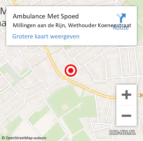 Locatie op kaart van de 112 melding: Ambulance Met Spoed Naar Millingen aan de Rijn, Wethouder Koenenstraat op 20 januari 2022 15:11