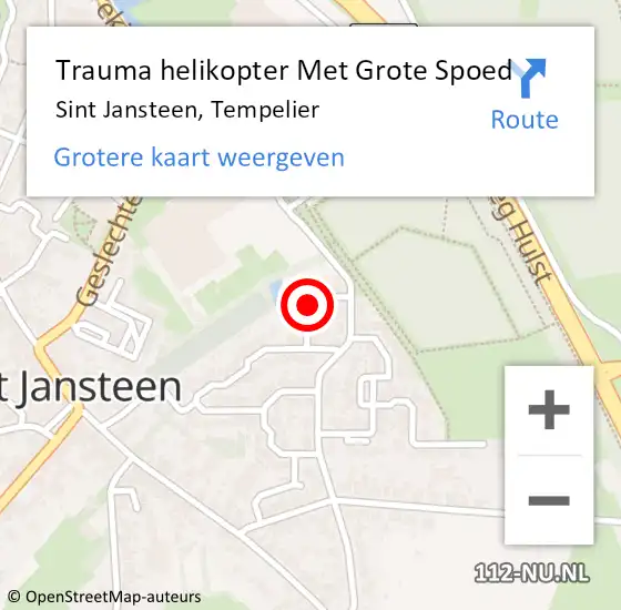 Locatie op kaart van de 112 melding: Trauma helikopter Met Grote Spoed Naar Sint Jansteen, Tempelier op 20 januari 2022 15:50