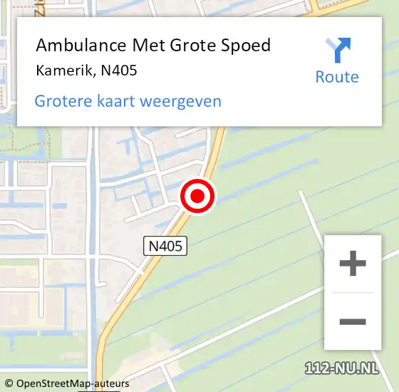 Locatie op kaart van de 112 melding: Ambulance Met Grote Spoed Naar Kamerik, N405 op 5 juli 2014 20:52