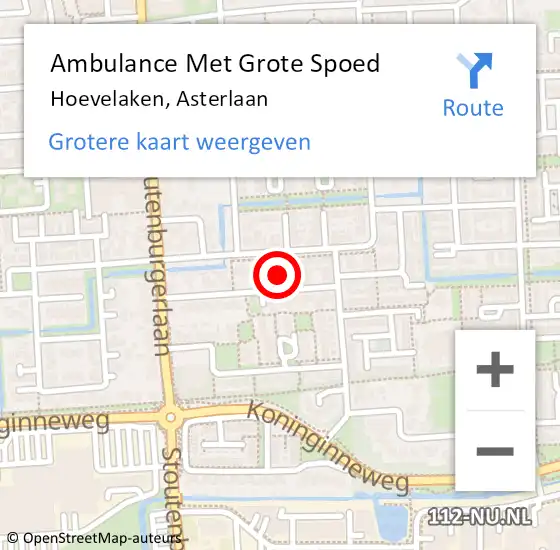 Locatie op kaart van de 112 melding: Ambulance Met Grote Spoed Naar Hoevelaken, Asterlaan op 20 januari 2022 16:07