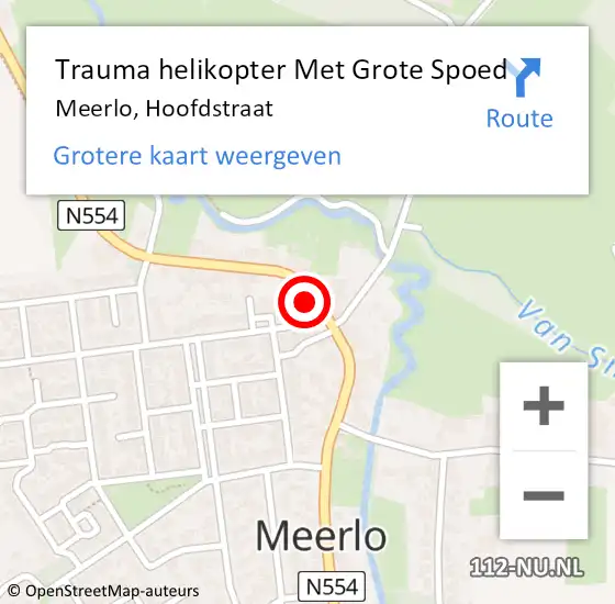 Locatie op kaart van de 112 melding: Trauma helikopter Met Grote Spoed Naar Meerlo, Hoofdstraat op 20 januari 2022 16:16