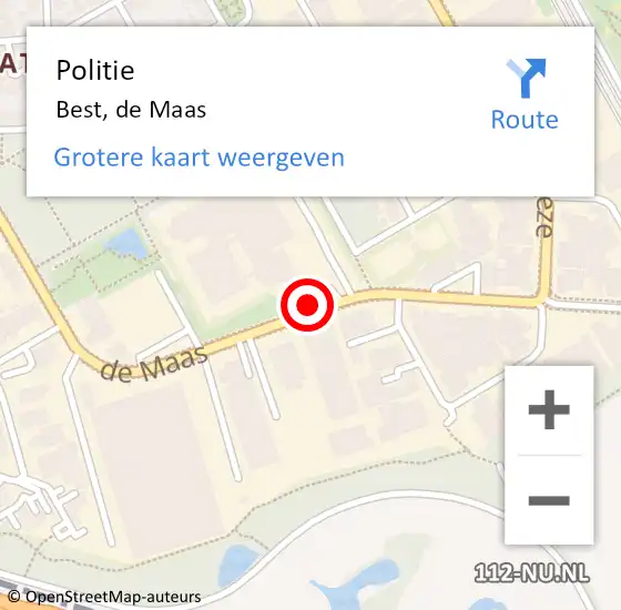 Locatie op kaart van de 112 melding: Politie Best, de Maas op 20 januari 2022 16:21