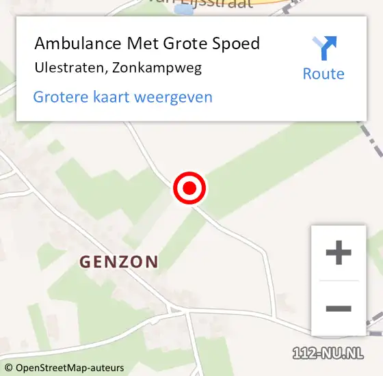 Locatie op kaart van de 112 melding: Ambulance Met Grote Spoed Naar Ulestraten, Zonkampweg op 5 juli 2014 20:56