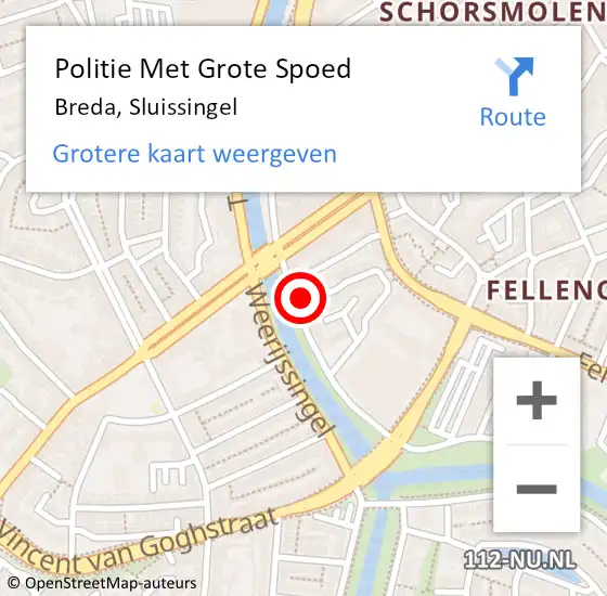 Locatie op kaart van de 112 melding: Politie Met Grote Spoed Naar Breda, Sluissingel op 20 januari 2022 16:38