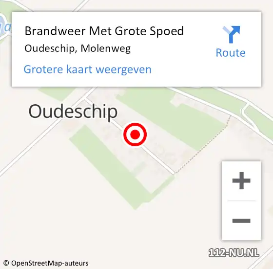 Locatie op kaart van de 112 melding: Brandweer Met Grote Spoed Naar Oudeschip, Molenweg op 20 januari 2022 16:43