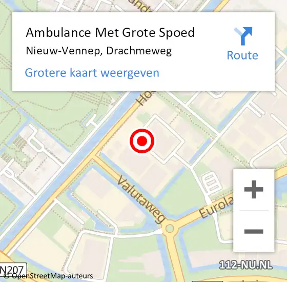 Locatie op kaart van de 112 melding: Ambulance Met Grote Spoed Naar Nieuw-Vennep, Drachmeweg op 20 januari 2022 16:56