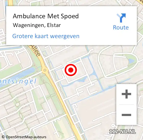 Locatie op kaart van de 112 melding: Ambulance Met Spoed Naar Wageningen, Elstar op 20 januari 2022 16:59