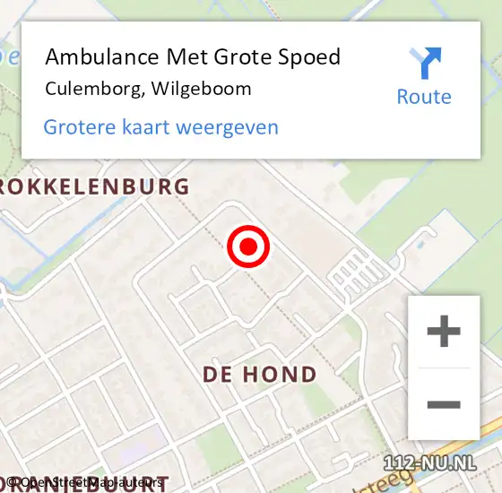 Locatie op kaart van de 112 melding: Ambulance Met Grote Spoed Naar Culemborg, Wilgeboom op 20 januari 2022 17:26