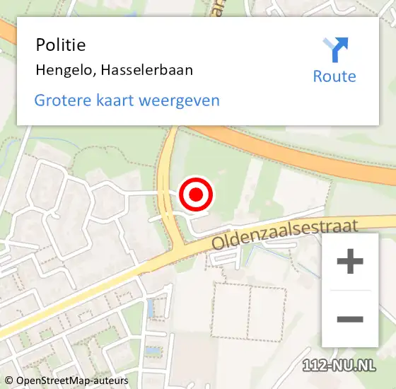 Locatie op kaart van de 112 melding: Politie Hengelo, Hasselerbaan op 20 januari 2022 17:46