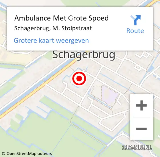 Locatie op kaart van de 112 melding: Ambulance Met Grote Spoed Naar Schagerbrug, M. Stolpstraat op 20 januari 2022 17:48