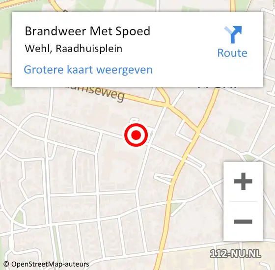 Locatie op kaart van de 112 melding: Brandweer Met Spoed Naar Wehl, Raadhuisplein op 20 januari 2022 18:07