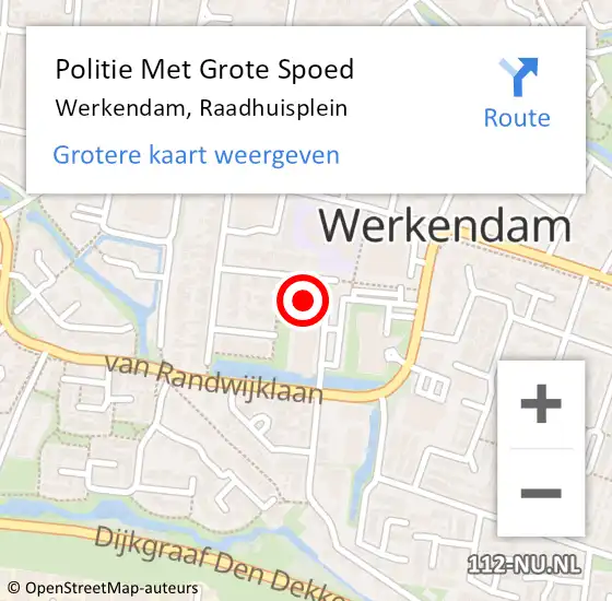 Locatie op kaart van de 112 melding: Politie Met Grote Spoed Naar Werkendam, Raadhuisplein op 20 januari 2022 18:15