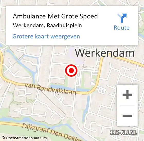 Locatie op kaart van de 112 melding: Ambulance Met Grote Spoed Naar Werkendam, Raadhuisplein op 20 januari 2022 18:17