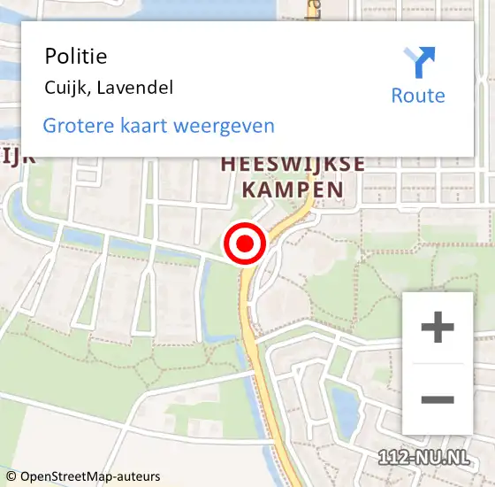 Locatie op kaart van de 112 melding: Politie Cuijk, Lavendel op 20 januari 2022 18:19