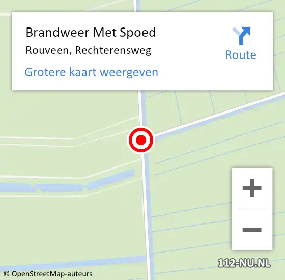 Locatie op kaart van de 112 melding: Brandweer Met Spoed Naar Rouveen, Rechterensweg op 5 juli 2014 21:11