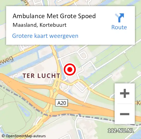 Locatie op kaart van de 112 melding: Ambulance Met Grote Spoed Naar Maasland, Kortebuurt op 20 januari 2022 18:39