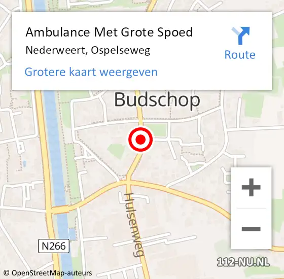 Locatie op kaart van de 112 melding: Ambulance Met Grote Spoed Naar Nederweert, Ospelseweg op 20 januari 2022 19:19
