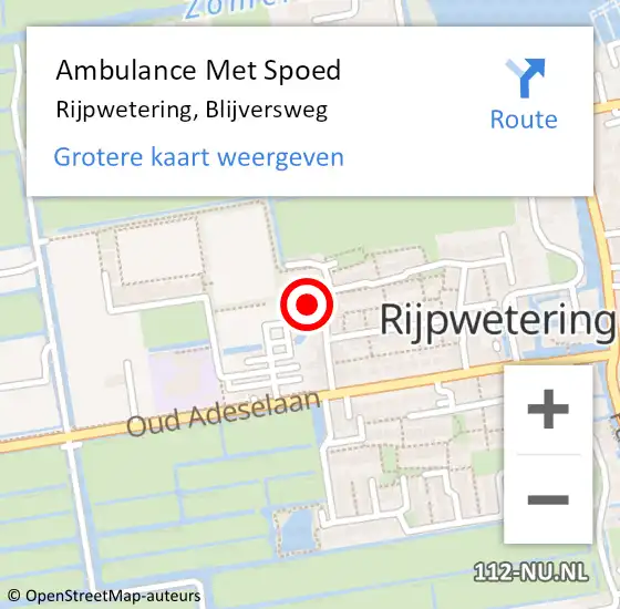 Locatie op kaart van de 112 melding: Ambulance Met Spoed Naar Rijpwetering, Blijversweg op 20 januari 2022 19:31