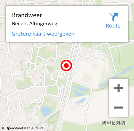 Locatie op kaart van de 112 melding: Brandweer Beilen, Altingerweg op 20 januari 2022 20:49