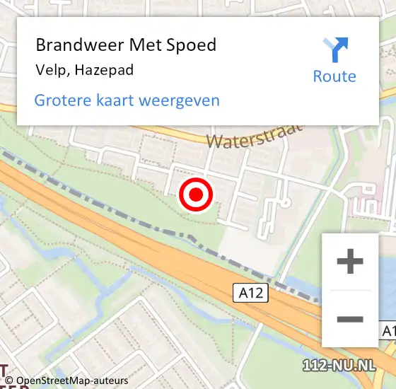 Locatie op kaart van de 112 melding: Brandweer Met Spoed Naar Velp, Hazepad op 20 januari 2022 20:58