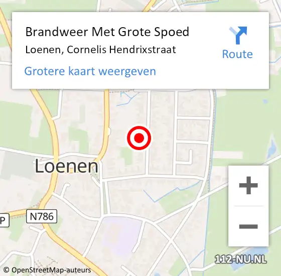 Locatie op kaart van de 112 melding: Brandweer Met Grote Spoed Naar Loenen, Cornelis Hendrixstraat op 20 januari 2022 21:05