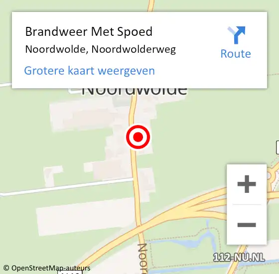 Locatie op kaart van de 112 melding: Brandweer Met Spoed Naar Noordwolde, Noordwolderweg op 20 januari 2022 21:17