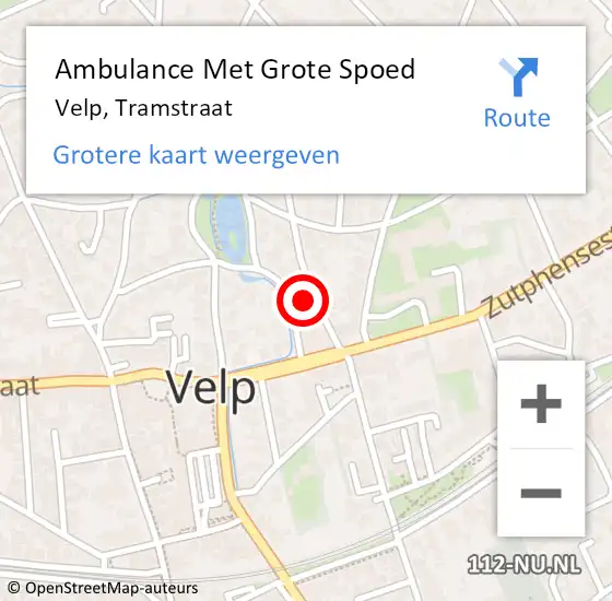 Locatie op kaart van de 112 melding: Ambulance Met Grote Spoed Naar Velp, Tramstraat op 20 januari 2022 21:44