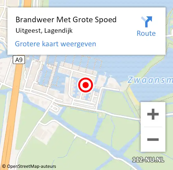 Locatie op kaart van de 112 melding: Brandweer Met Grote Spoed Naar Uitgeest, Lagendijk op 20 januari 2022 21:56