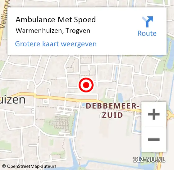 Locatie op kaart van de 112 melding: Ambulance Met Spoed Naar Warmenhuizen, Trogven op 20 januari 2022 22:21