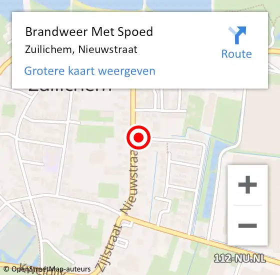 Locatie op kaart van de 112 melding: Brandweer Met Spoed Naar Zuilichem, Nieuwstraat op 20 januari 2022 22:51