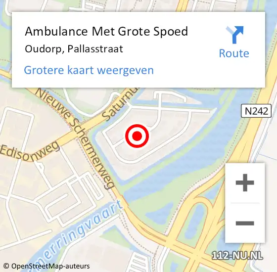 Locatie op kaart van de 112 melding: Ambulance Met Grote Spoed Naar Oudorp, Pallasstraat op 20 januari 2022 23:14