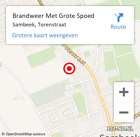 Locatie op kaart van de 112 melding: Brandweer Met Grote Spoed Naar Sambeek, Torenstraat op 20 januari 2022 23:20