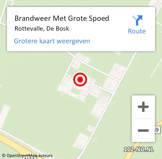 Locatie op kaart van de 112 melding: Brandweer Met Grote Spoed Naar Rottevalle, De Bosk op 20 januari 2022 23:48