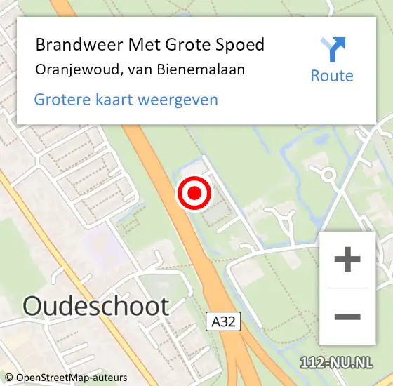 Locatie op kaart van de 112 melding: Brandweer Met Grote Spoed Naar Oudeschoot, van Bienemalaan op 20 januari 2022 23:52