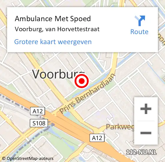 Locatie op kaart van de 112 melding: Ambulance Met Spoed Naar Voorburg, van Horvettestraat op 20 januari 2022 23:57