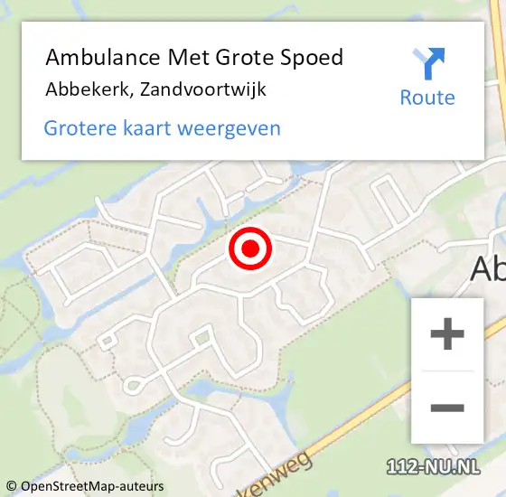 Locatie op kaart van de 112 melding: Ambulance Met Grote Spoed Naar Abbekerk, Zandvoortwijk op 21 januari 2022 00:31