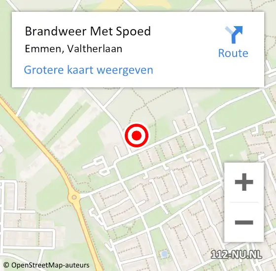 Locatie op kaart van de 112 melding: Brandweer Met Spoed Naar Emmen, Valtherlaan op 21 januari 2022 00:38