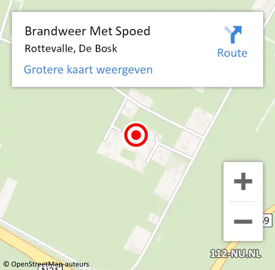 Locatie op kaart van de 112 melding: Brandweer Met Spoed Naar Rottevalle, De Bosk op 21 januari 2022 00:46