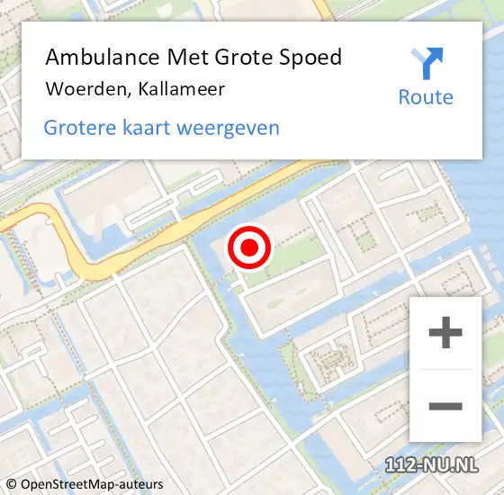 Locatie op kaart van de 112 melding: Ambulance Met Grote Spoed Naar Woerden, Kallameer op 21 januari 2022 03:09