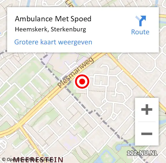 Locatie op kaart van de 112 melding: Ambulance Met Spoed Naar Heemskerk, Sterkenburg op 21 januari 2022 04:11