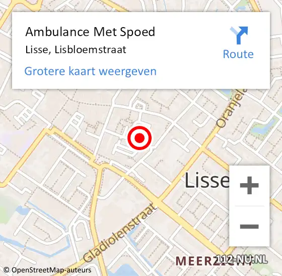 Locatie op kaart van de 112 melding: Ambulance Met Spoed Naar Lisse, Lisbloemstraat op 21 januari 2022 06:46