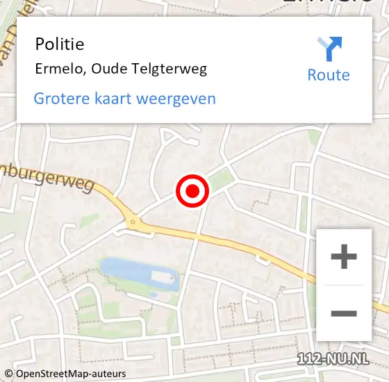 Locatie op kaart van de 112 melding: Politie Ermelo, Oude Telgterweg op 21 januari 2022 06:57