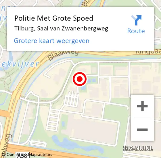 Locatie op kaart van de 112 melding: Politie Met Grote Spoed Naar Tilburg, Saal van Zwanenbergweg op 21 januari 2022 07:08