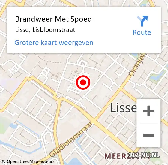 Locatie op kaart van de 112 melding: Brandweer Met Spoed Naar Lisse, Lisbloemstraat op 21 januari 2022 07:10