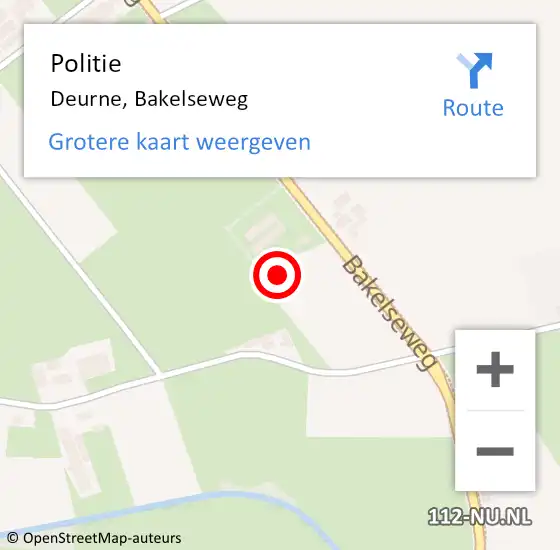 Locatie op kaart van de 112 melding: Politie Deurne, Bakelseweg op 21 januari 2022 07:38