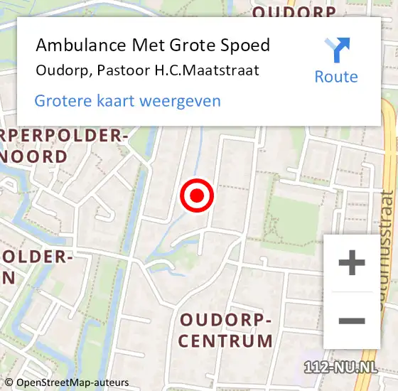 Locatie op kaart van de 112 melding: Ambulance Met Grote Spoed Naar Oudorp, Pastoor H.C.Maatstraat op 21 januari 2022 07:41