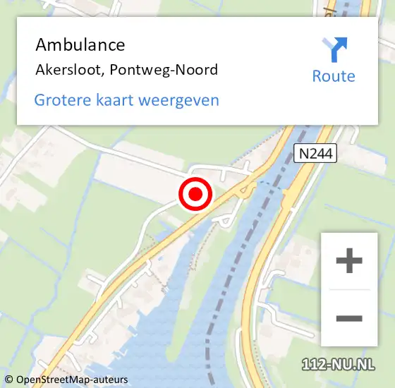 Locatie op kaart van de 112 melding: Ambulance Akersloot, Pontweg-Noord op 21 januari 2022 07:57