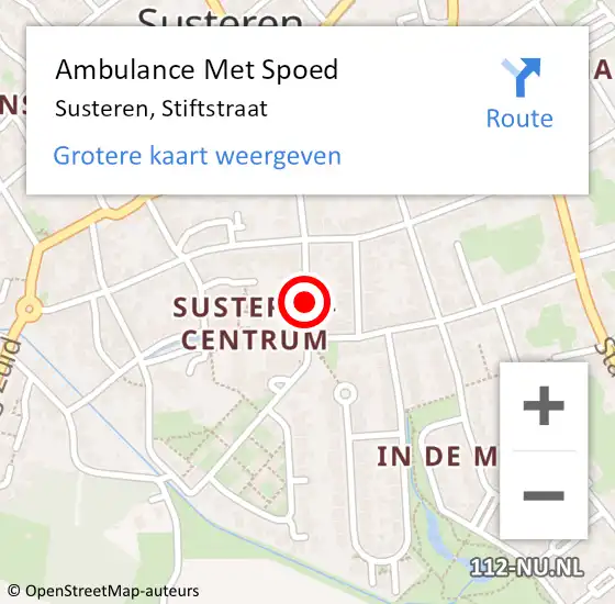 Locatie op kaart van de 112 melding: Ambulance Met Spoed Naar Susteren, Stiftstraat op 7 oktober 2013 12:42