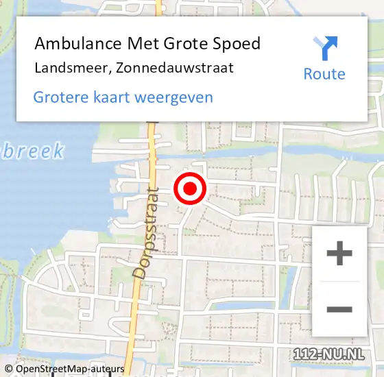 Locatie op kaart van de 112 melding: Ambulance Met Grote Spoed Naar Landsmeer, Zonnedauwstraat op 21 januari 2022 08:00